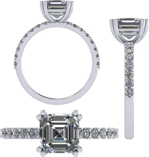 Vista 2 de NANA Jewels Anillos de plata de ley chapados en platino de 1.5-3 quilates con circonita cúbica ovalada y corte princesa Asscher Oro macizo de 10