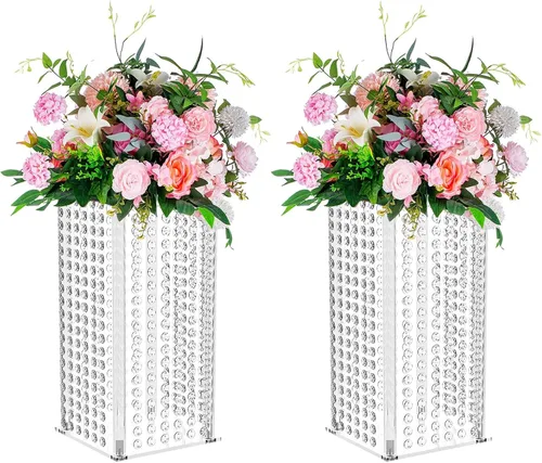 Vista 10 de NUPTIO Soporte para florero de trompeta, 24 pulgadas de alto, dorado, juego de 2 Elegante decoración geométrica de mesa de centro de mesa