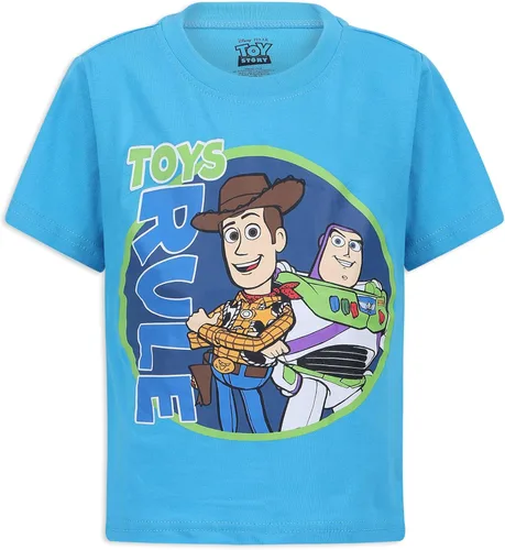 Vista 4 de Disney Toy Story - Conjunto de camiseta para niños, sudadera con cremallera y pantalones deportivos para niños pequeños - VerdeAzul