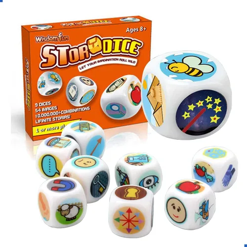 Vista 9 de Happy Story - Paquete de 9 cubos coloridos – Un viaje feliz contar cubos y dados de lenguaje oral, 54 imágenes, combinación de historias ilimitadas
