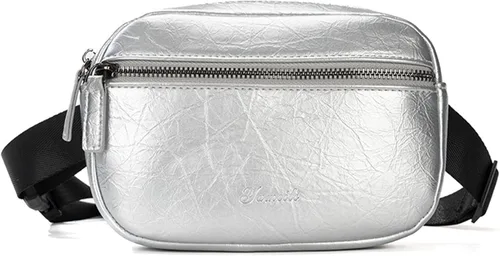 Vista 13 de Ausion Riñonera de cuero para hombres y mujeres, cangurera para senderismo, correr, viajes, múltiples bolsillos - Riñonera con cremalleras Marrón
