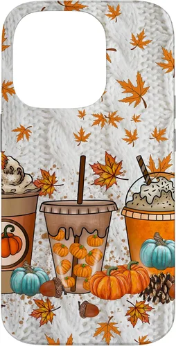 Vista 17 de iPhone 16 Thanksgiving Autumn Leaves Pumpkin Spice Knitted Print Phone Case