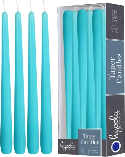 Vista 9 de Hyoola Tall Taper Candles - Vela de cena turquesa sin goteo de 10 pulgadas, sin perfume, cera de parafina con mechas de algodón, 8 horas de tiempo