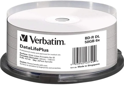 Vista 5 de Verbatim BD-R XL 100GB 4X Imprimible con Inyección de Tinta Blanca, Hub Imprimible - Cilindro de 10
