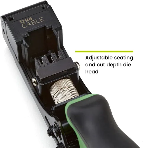 Vista 3 de TRUE CABLE Herramienta de Terminación de Jack Keystone RJ45 de 90 Grados, Conexión de Cable Ethernet UTP Cat5e/Cat6/Cat6A de EZ Terminación Punch