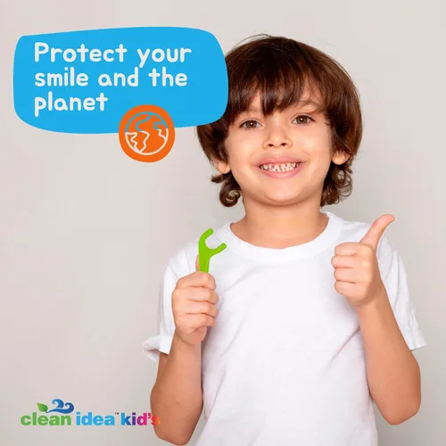 Vista 5 de EcoFlossers para niños, 200 unidades, hilo dental fácil de sujetar, hilo dental divertido y colorido para niños, hilo dental natural para niños