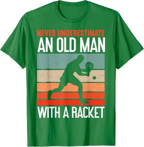 Vista 3 de Camiseta divertida de pádel "Never Underestimate An Old Man With A Racket, Negro