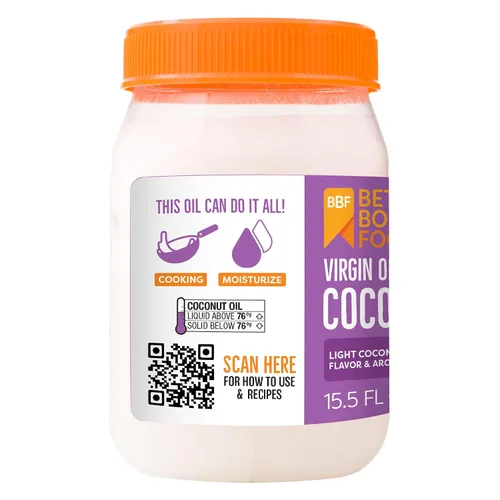 Vista 6 de BetterBody Foods - Aceite de coco virgen orgánico de 15.5 onzas