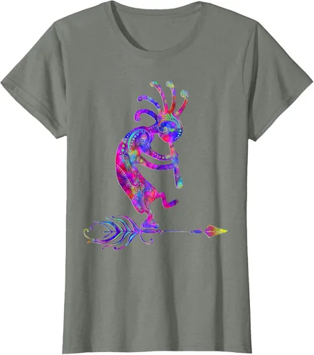 Vista 19 de Native American Kokopelli With Feather 2 - Camiseta Fan Fun, Negro, S