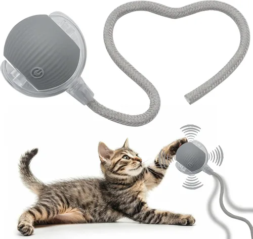 Vista 11 de Pelota interactiva de juguete para perros y gatos: pequeño juego para mascotas con luz LED y cola de cuerda para activar el movimiento, lindo regalo