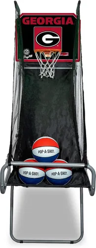 Vista 10 de Pop-A-Shot - Tailgate Game with NCAA Graphics l Arcade Basketball Inside, Out, and On The Go Infrared Sensor Scoring 3 Balls Foldable