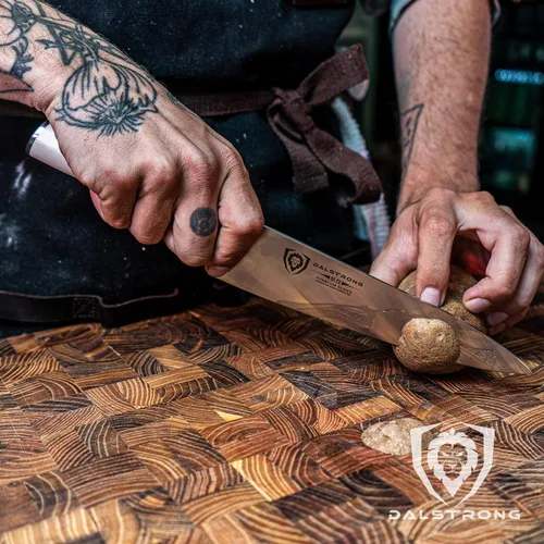 Vista 8 de Cuchillo de Chef Dalstrong - 8 pulgadas - Serie Phantom - Cuchillo de Cocina de Acero Japonés AUS8 de Alto Carbono - Mango G10 Blanco - Cuchillo
