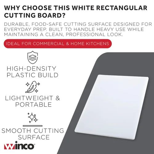 Vista 3 de Winco Tabla de cortar, 18 x 24 x 1 pulgada, color blanco