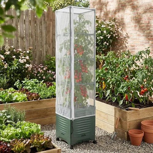 Vista 7 de 2 piezas de red para pájaros de jardín para jaula cuadrada de tomate, 59 x 17.7 pulgadas, barrera de insectos y pájaros, red de jaula de tomate