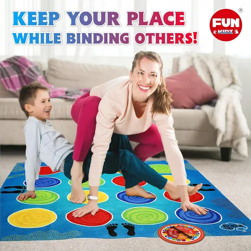 Vista 2 de FunKidz - Juego clásico de poses giratorias, juego de fiesta gigante para niños y adultos, mayor tamaño, actividad familiar en interiores