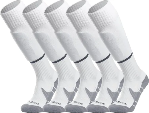 Vista 34 de APTESOL - Calcetas de fútbol hasta la rodilla (paquetes de 1/3/5) Calcetas acojinadas para niños, jóvenes, adultos, para equipos deportivos OTC