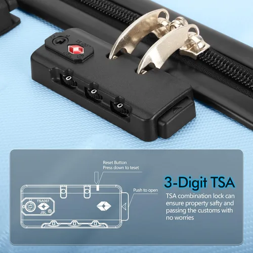 Vista 5 de AnyZip Equipaje PC ABS Hardside maleta ligera con 4 ruedas universales TSA Lock, azul claro