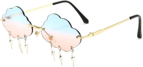 Vista 8 de ENTHYI Cloud Lightning - Lentes de sol para mujeres/hombres, sin marco, para fiesta, sin montura Negro