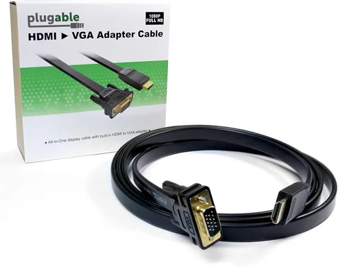 Vista 6 de Adaptador HDMI a VGA enchufable, cable unidireccional sin controlador de 6 pies (5.9 ft): conecta portátiles, computadoras de escritorio