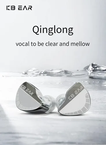Vista 2 de KBEAR Qinglong - Auriculares intrauditivos con cable sin micrófono, poliuretano + PEEK de doble capa de diafragma compuesto en el oído, auriculares