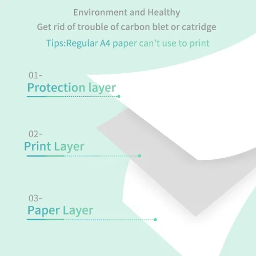 Vista 4 de Fafeicy Wireless Thermal Printer Portable Inkless Low Noise High Resolution 200DPI for Home Office Travel Compact Size 26.2x8x4.7cm