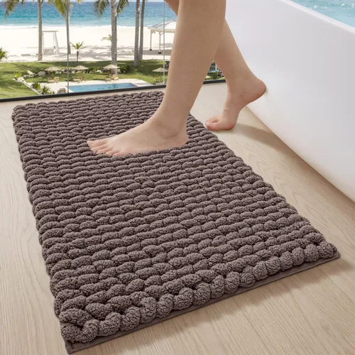 Vista 10 de LUMI Alfombra de Baño de Lujo, Tapete de Baño Ultra Suave de Secado Rápido, Alfombra de Baño Antideslizante Absorbente de Chenilla Gruesa, Tapete