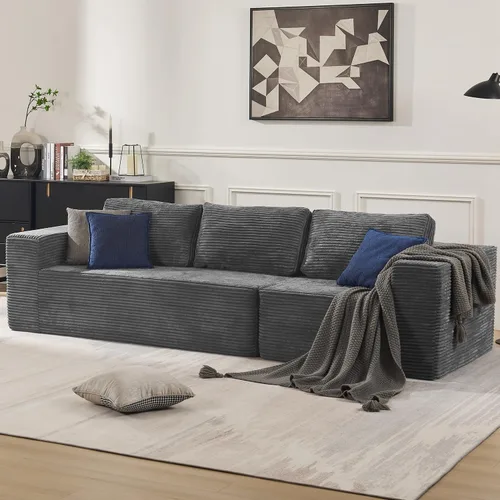 Vista 23 de Furnify Sofá modular tapizado de espuma de 30", Sofá de piso tapizado con almohada, Silla puf para dormitorio y sala de estar, No requiere