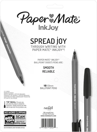 Vista 3 de Paper Mate InkJoy 100ST Bolígrafos de Punta de Bola, Punta Media (1.0mm), Negro, Paquete de 18