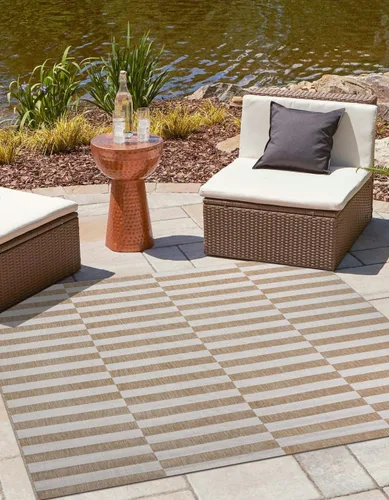 Vista 17 de Unique Loom Outdoor Striped Collection - Alfombra a rayas (4' 1" x 6' 1" Rectángulo, azul/marfil)