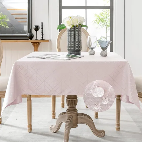 Vista 58 de Mantel Redondo Aqua Jacquard Pequeño de 40 Pulgadas, Manteles para Mesas de hasta 26" de Diámetro, Impermeable, Lavable, Sin Arrugas, Tela Suave
