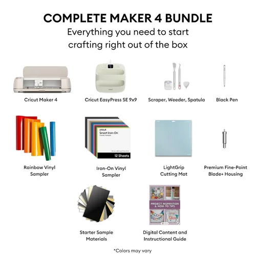 Vista 2 de Cricut Maker 4 - Paquete de fabricación de camisetas, máquina de corte con prensa térmica EasyPress SE, vinilo y kit de planchado para ropa Combo