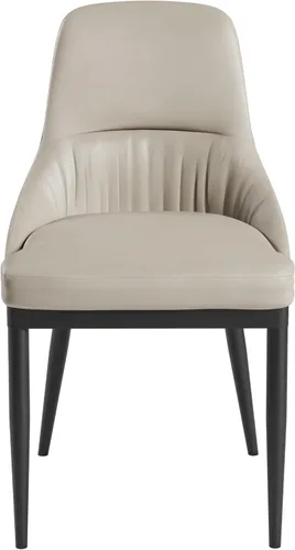 Vista 5 de Juego de 2 sillas de comedor sin brazos, sillas de piel sintética gris pardo con patas de metal en un acabado negro, asiento y respaldo tapizados