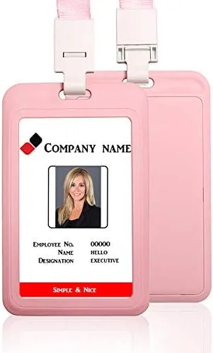 Vista 10 de Estuche protector de plástico vertical negro duro con ventana transparente con cordón desmontable para tarjetas de identificación de oficina