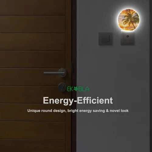 Vista 5 de EKOBLA Luz nocturna enchufable para la playa, luz nocturna LED de verano y palmera con sensor automático para decoración del hogar Hawaii Playa