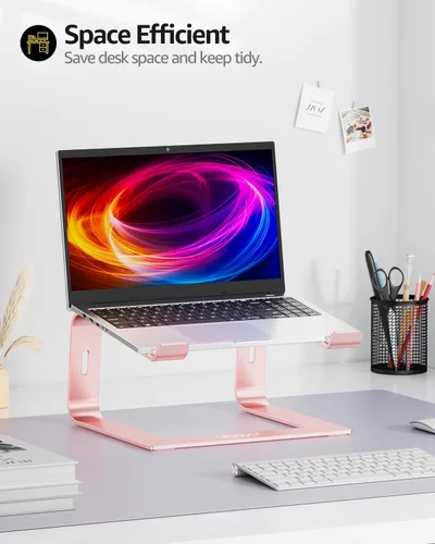 Vista 7 de Urmust Soporte elevador de aluminio para computadora portátil compatible con MacBook Air Pro, Dell, HP, Lenovo Samsung, Alienware todas las Oro Rosa