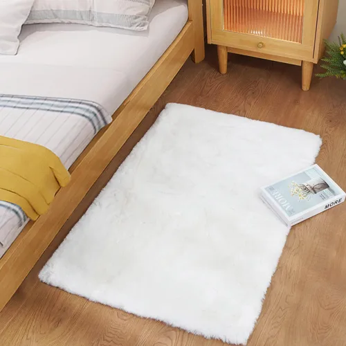 Vista 33 de Ghouse Alfombra ultrasuave de pelo sintético de conejo 2x3, alfombras lavables a máquina para dormitorio, alfombras esponjosas para sala de estar