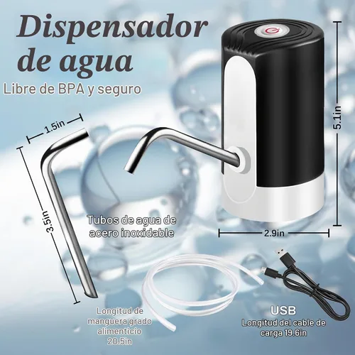 Vista 7 de Bomba de mesa de agua, bomba de agua eléctrica de portabilidad con cable de datos USB, bomba automática de botella de agua potable negra