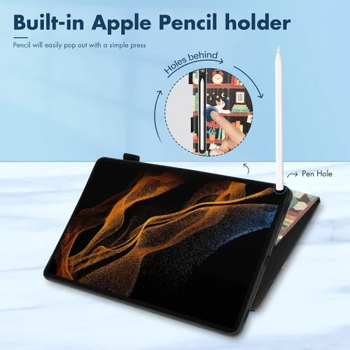 Vista 4 de Dteck Funda para Galaxy Tab S9 Plus/S8 Plus/S7 FE/S7 Plus de 12.4 pulgadas, función de reposo/activación automática de piel sintética con soporte