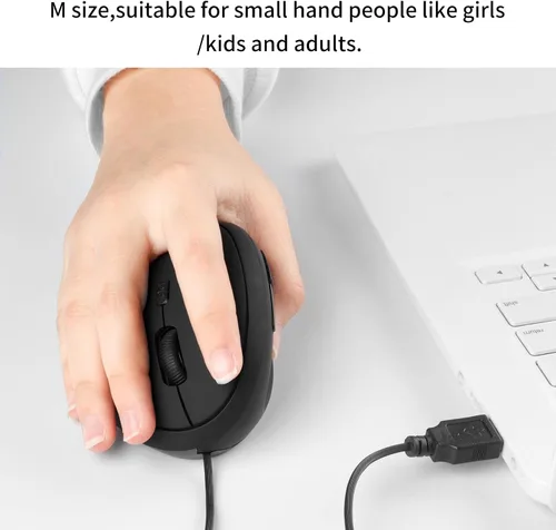 Vista 8 de Sokelinn-six Mouse vertical con cable mouse ergonómico para juegos de mano derecha 800 1200 1600 DPI ajustable muñeca óptica USB ratones saludables