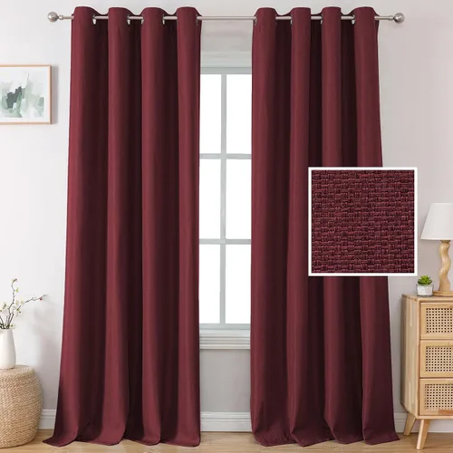 Vista 8 de H.VERSAILTEX Cortinas opacas de lino de 45 pulgadas de largo para dormitorio/sala de estar con aislamiento térmico con ojales, cortinas de lino