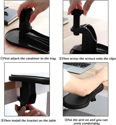 Vista 5 de Soporte para reposabrazos, almohadilla para reposamuñecas para teclado, con cojín de muñeca para mouse para oficina, extensor de reposamuñecas