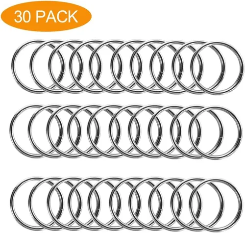 Vista 4 de Anillos de metal Ewparts para manualidades 1 pulgada 30 unidades Pequeñas Anillos de metal de acero inoxidable soldados Grosor de 4 mm Anillo O