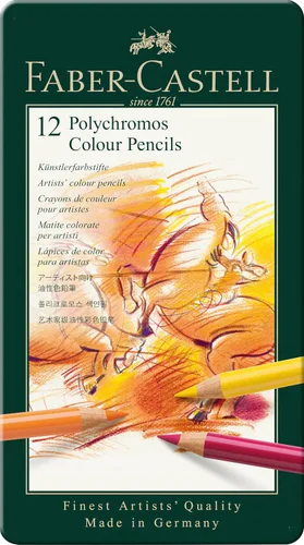 Vista 6 de Faber-Castell Art & Graphic Polychromos Lápiz de Color, Multicolor, Caja de 12, Para Arte, Manualidades, Dibujo, Boceto, Hogar, Escuela