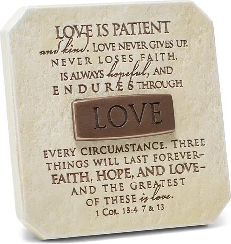 Vista 2 de Lighthouse Christian Products Love Endures - Placa para barra de título de bronce (3.75 x 3.75 pulgadas)