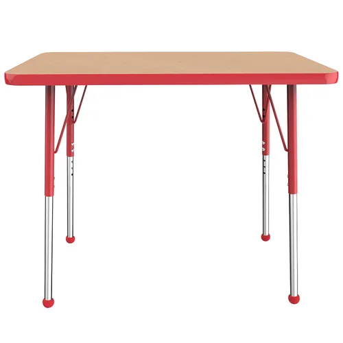 Vista 225 de FDP - Mesa rectangular para actividades escolares y de oficina (24 x 36 pulgadas), patas estándar con deslizadores giratorios, altura ajustable