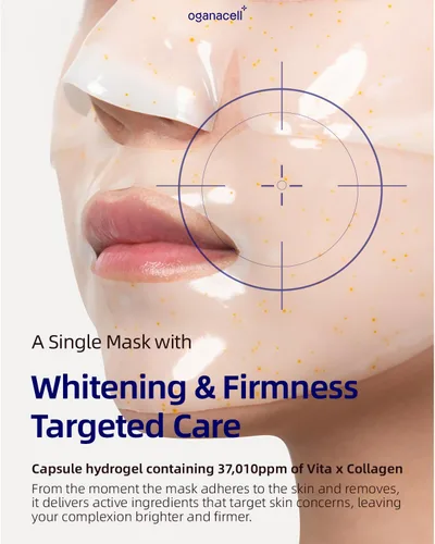 Vista 5 de Vita Gel Hydro Mascarilla facial 5 unidades, brillo brillante y tono de piel uniforme, mascarilla de gel coreano con vitamina C+E, hidratante