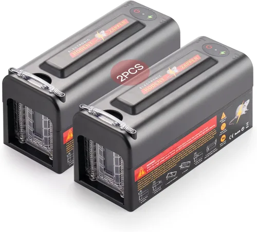 Vista 8 de Trampa eléctrica para ratas, trampa para ratones en interiores, potente voltaje que mata instantáneamente ratas y ratones, exterminador de roedores