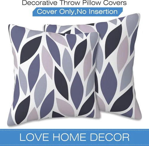 Vista 3 de Fundas de almohada decorativas con flores abstractas y hojas, 16 x 16 pulgadas, juego de 2, fundas de almohada decorativas suaves para sala