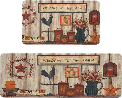 Vista 11 de The Kitchen is The Heart of The Home - Juego de 2 tapetes de cocina con parte trasera de goma antideslizante, juegos de cocina de vacaciones