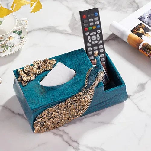 Vista 5 de Caja dispensadora de pañuelos para caja de pañuelos con soporte multifuncional con control remoto de papelería, organizador de bolígrafos decorativo